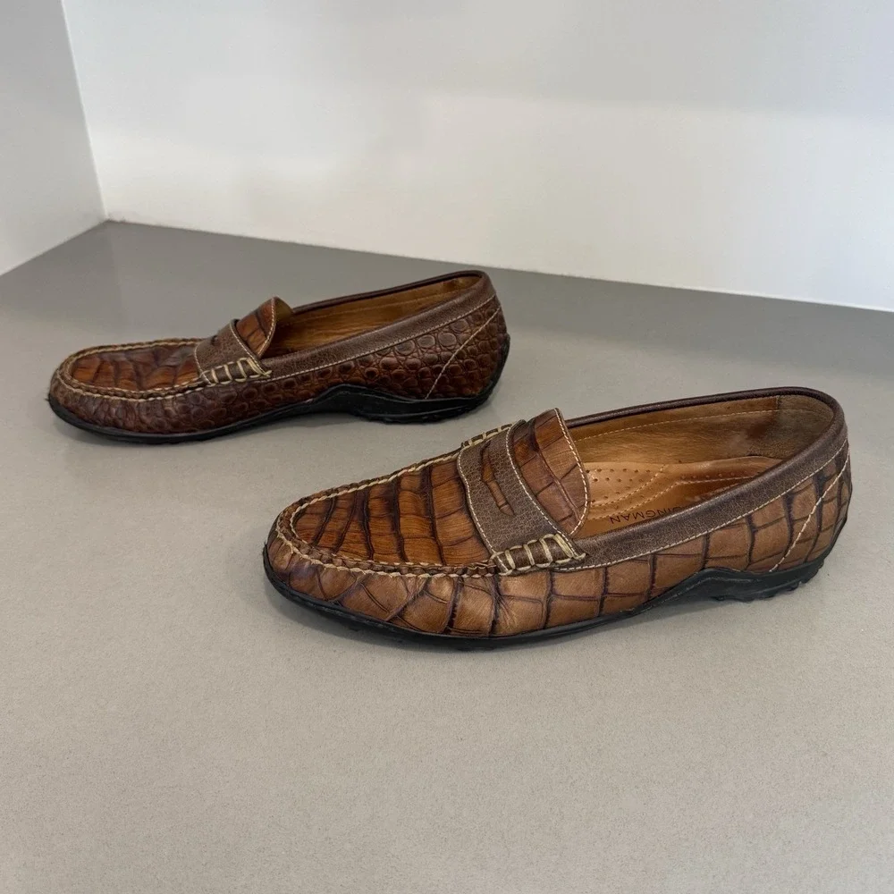 Martin Dingman Bill Alligator Penny Loafers Men's 8 Brown Old Money Heritage